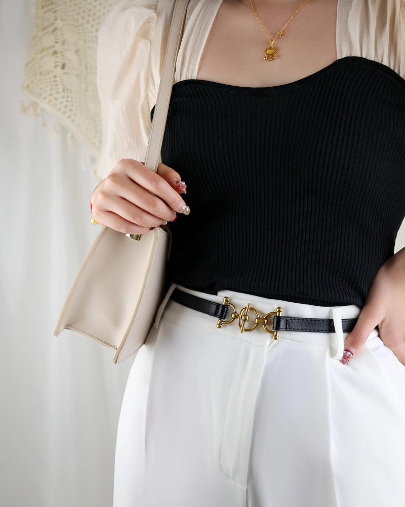 Classic Solid Color Leather Skinny Thin Waist With Alloy Buckle Slim Waistband Dresses Belts