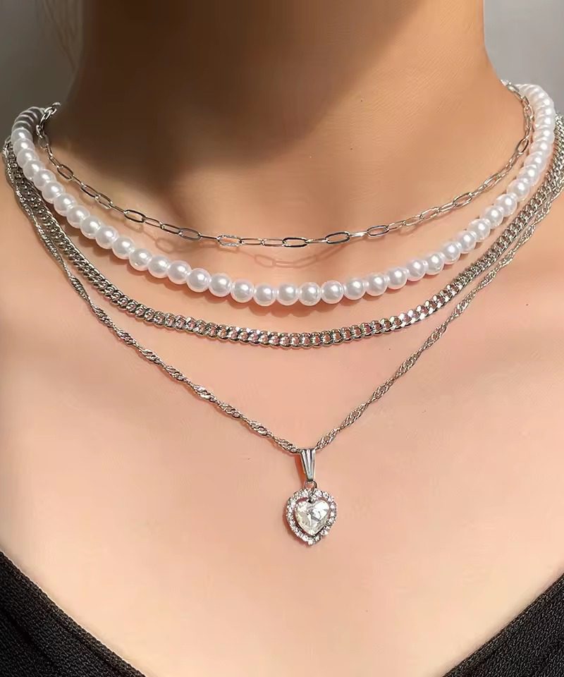 Romantic Round Wedding Multilayer Imitation Pearl Choker Necklace
