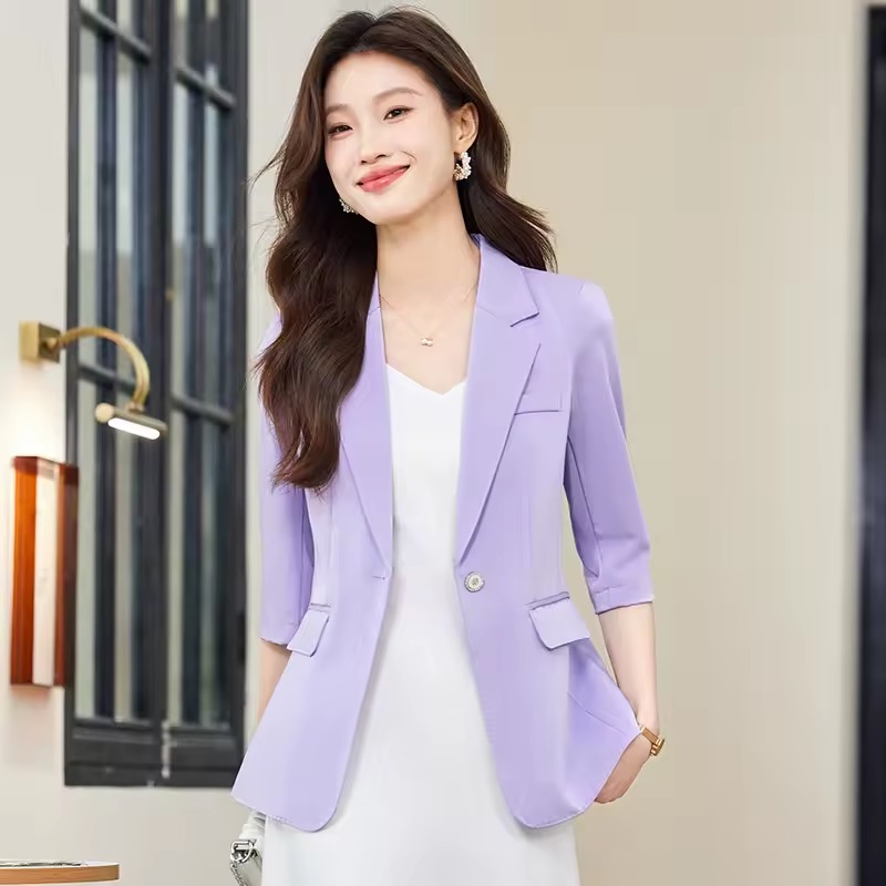 Formal Single Button Half Sleeve Slim Office Style Blazer