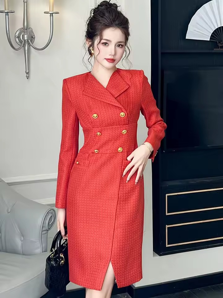 Formal Office Style Pencil Commute Long Sleeve Slim knee length Dress