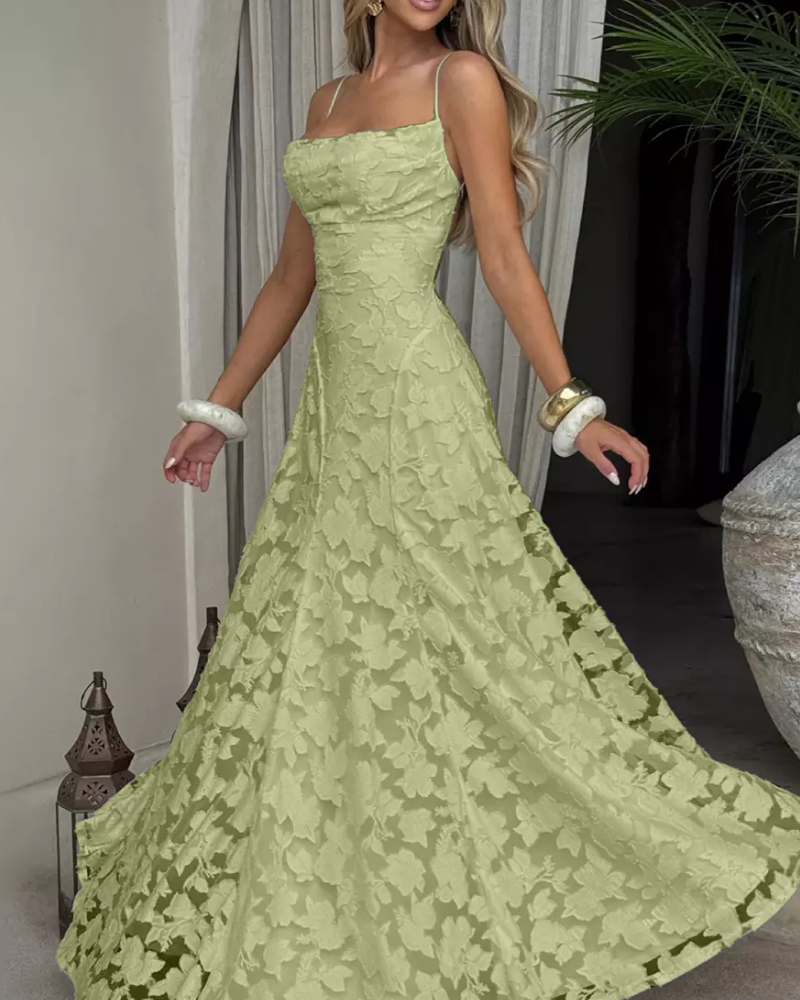 Gorgeous Elegant Backless Sleeveless Straps Design Maxi Slip Dress