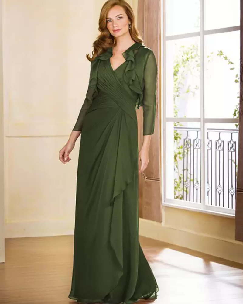 Gorgeous V-Neck Sleeveless A-Line Pleated Floor-Length Guest Dresses