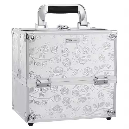 Manicure Beauty Portable Travel Alloy Cosmetics Makeup Case Storage Organizer Box