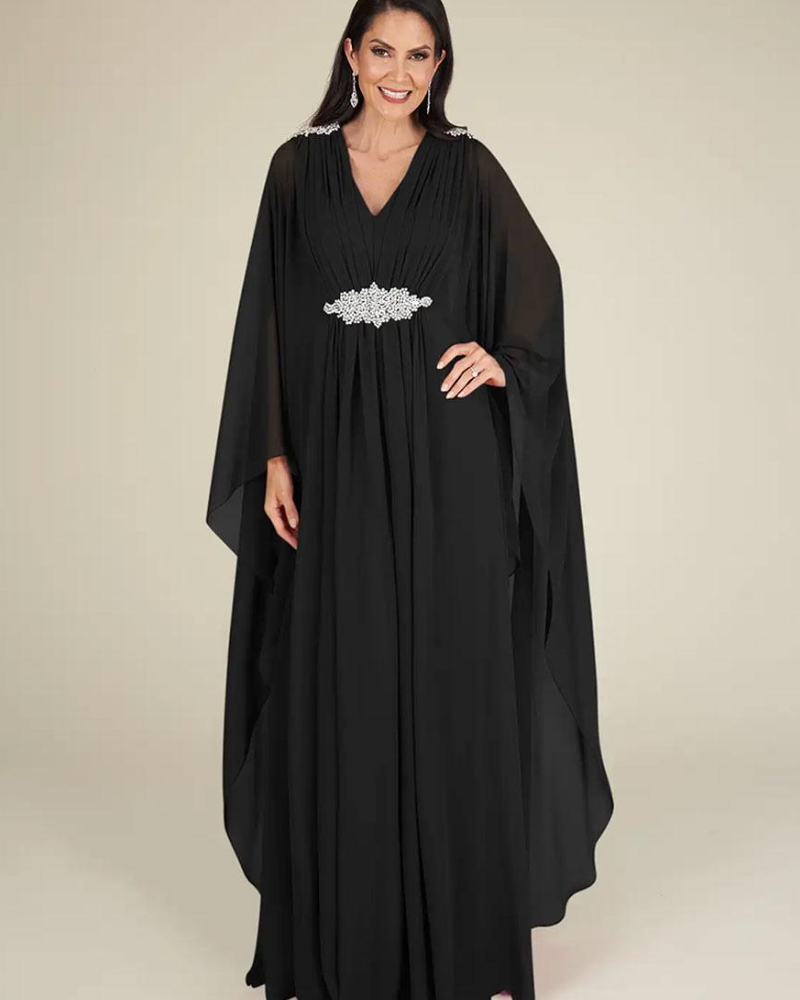 Luxury V-Neck Sleeveless A-Line Applique Wedding Guest Kaftan Dresses