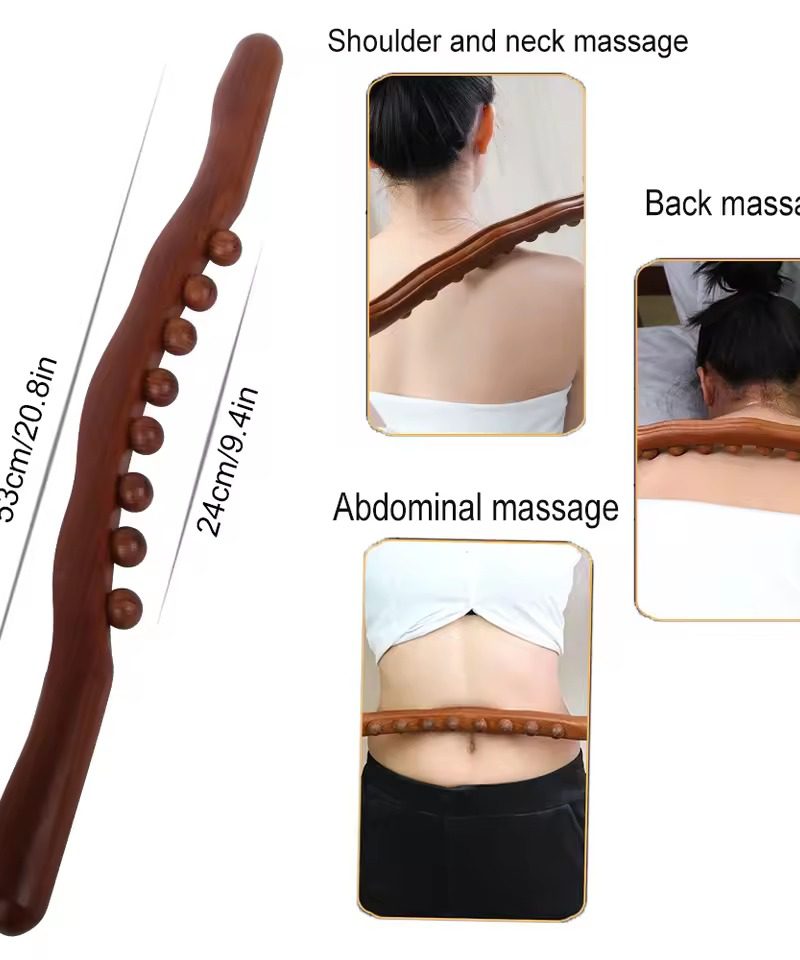 Wooden Stick Beech Wood Therapy Back Shoulder Neck Waist Fat Burner Meridian Cellulite Scraper Body Slimming Massage Tool