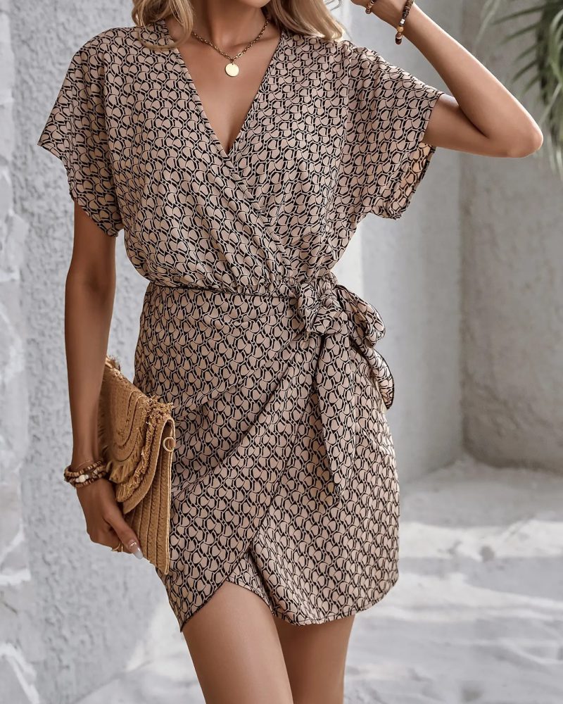 Casual Asymmetrical Chiffon Cross border V-neck waist up dress