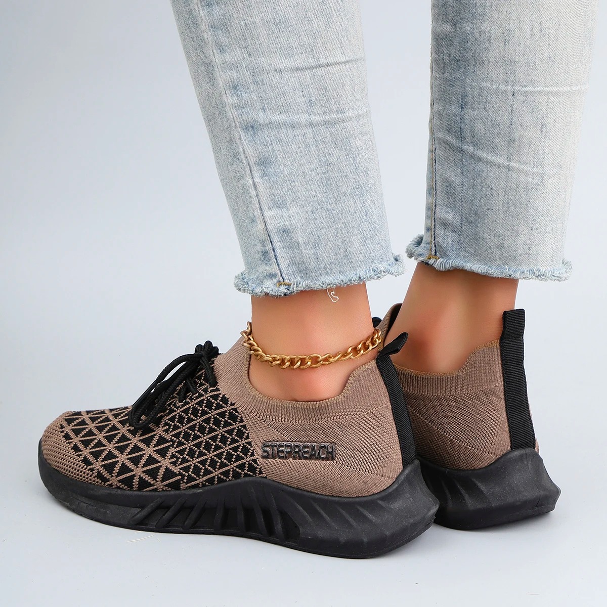 Casual Lace-Up Shallow Cotton Breathable Mesh Flat Shoes - Image 5