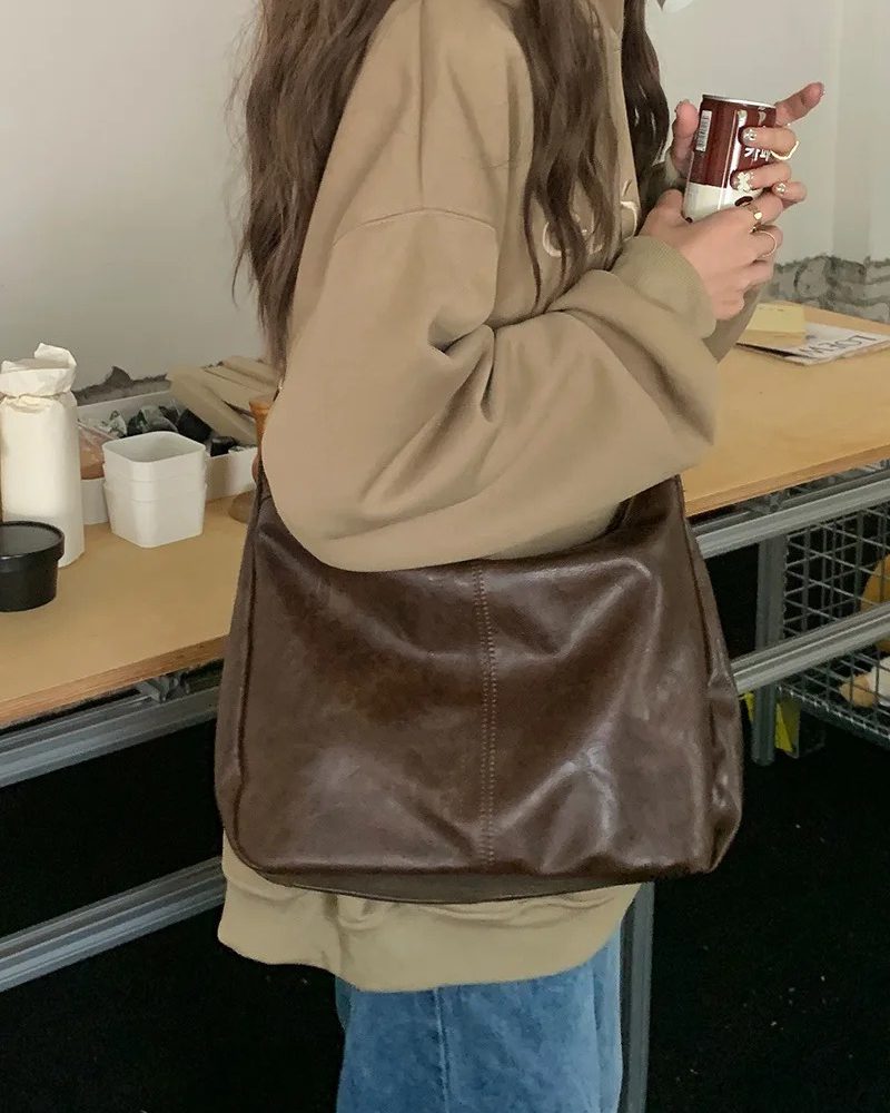 Casual Solid Synthetic Leather Appliques Waterproof Business Crossbody Tote Bag