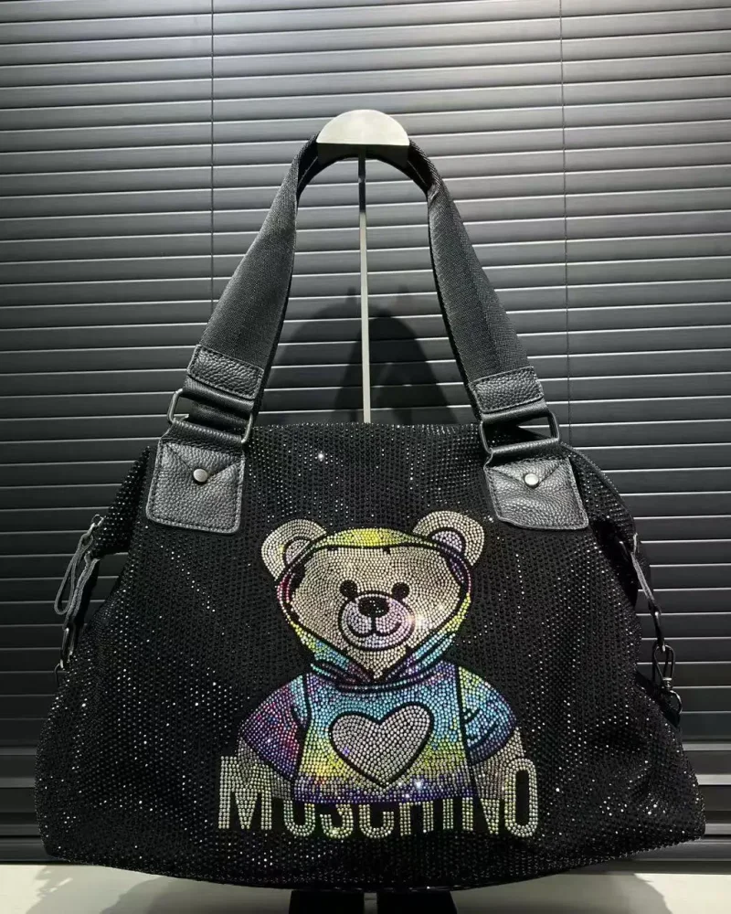 Diamond Jewelry Cute Teddy Bear Large Capacity Personalized Elegant Shiny Shoulder Bag