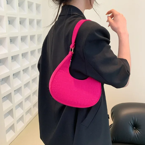 Elegant Felt Solid Color With Stone Pattern Underarm Handbag