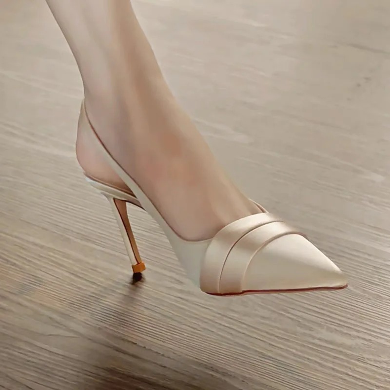 Elegant Pointed Toe Slip on High Heels Sandals