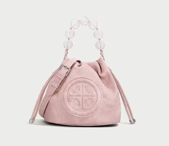 Luxury Light Designer Bead Genuine Leather Shoulder Crossbody  With Water Bucket BagÂ