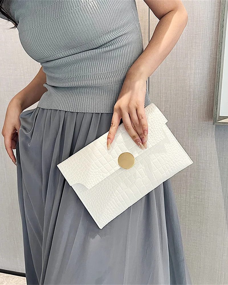 Luxury Square Stone Pattern Felt Large Capacity Clutches Envelope Wallet Handbag