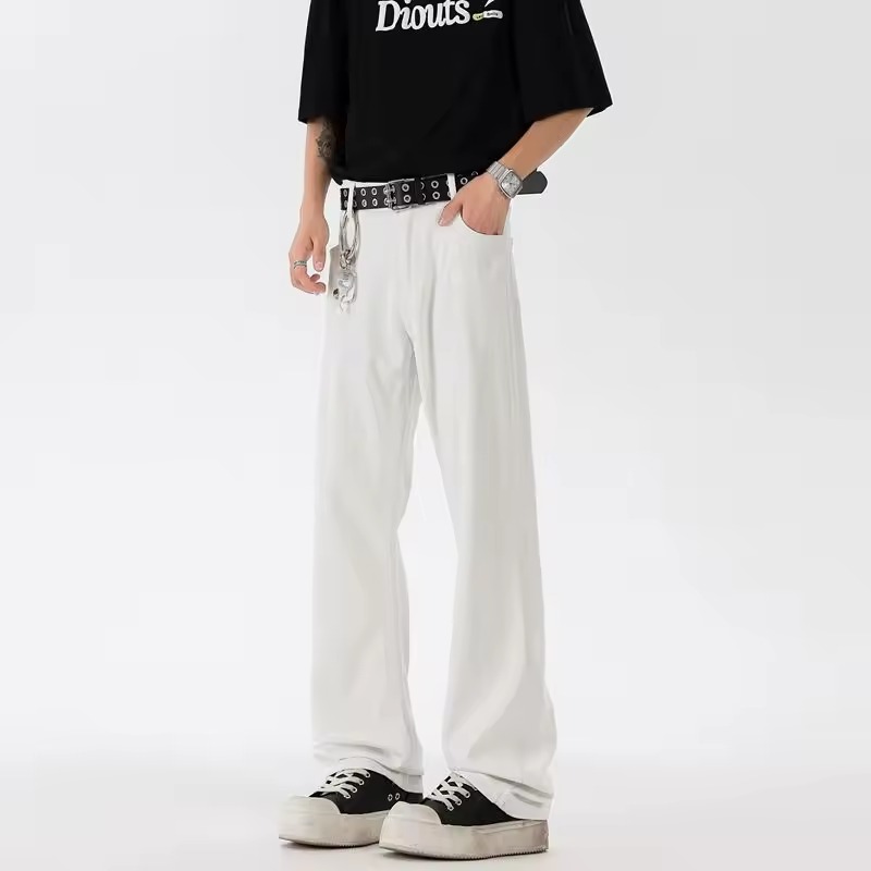 Casual Softener Breathable Denim Elastic Straight Wide Leg Flare Pants