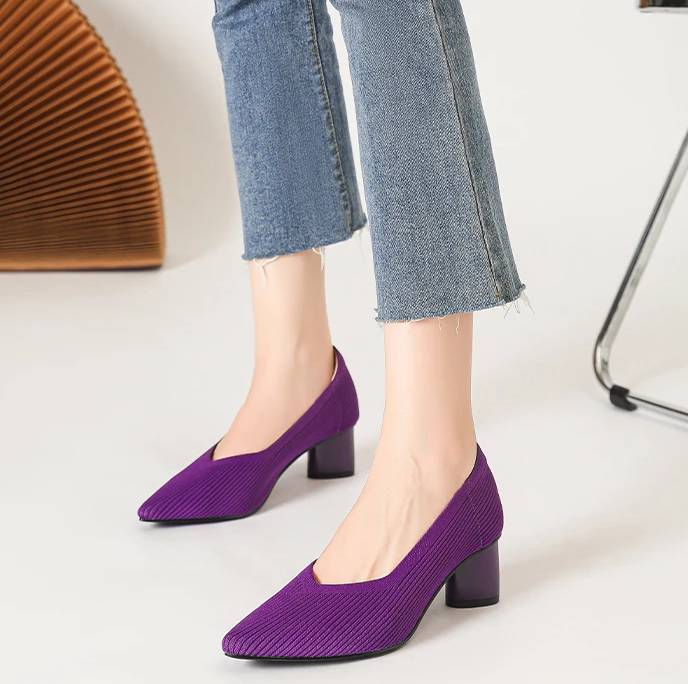 Classic Pointed Knit Breathable And Comfortable High Heels Pumps