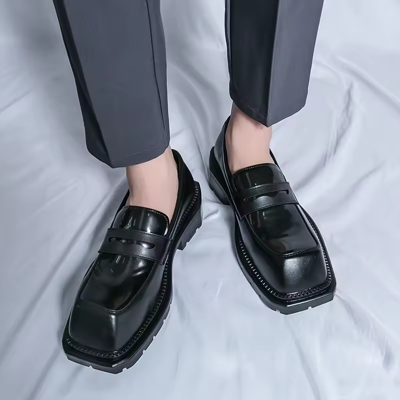 Formal Cow Genuine Leather Breathable Shoes Square Toe Loafers