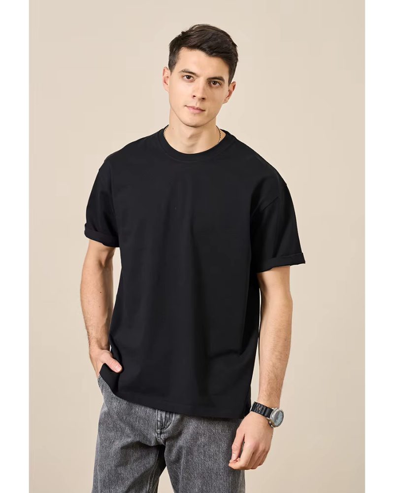 High Quality Fabric Solid Drop Sleeve Loose Oversize Tops T-shirt