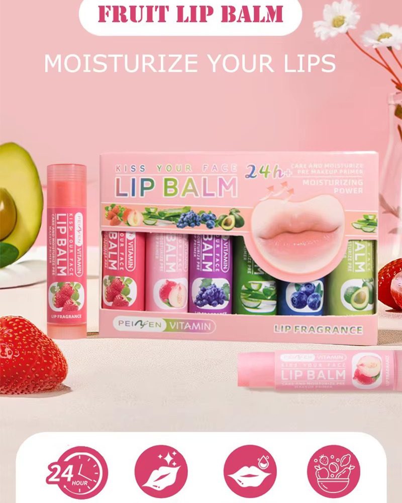 Ultra-Hydrating and Moisturizing Treatment with a Variety Fruit-Flavored Lip Balm Set