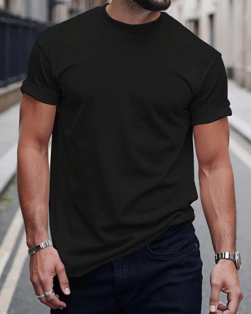 Vintage Crew Neck Short Sleeve Casual Plain T Shirts