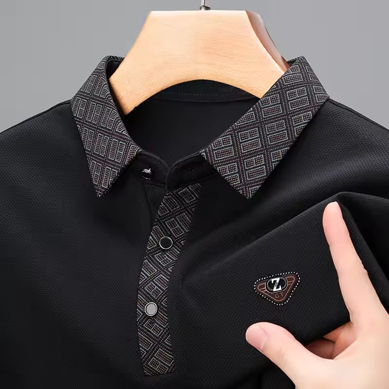 Men's Luxury Brand New Embroidered Printed Long Sleeved Polo Shirt