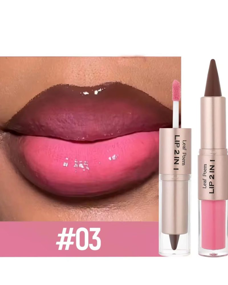 2 IN 1 Tapered Gradient Lipliner Pen Mirror Glass Lip Gloss Matte Lip Liner