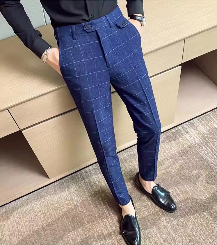 Classic Business Slim Suit Plaid And Groom Wedding Striped Dress Pants