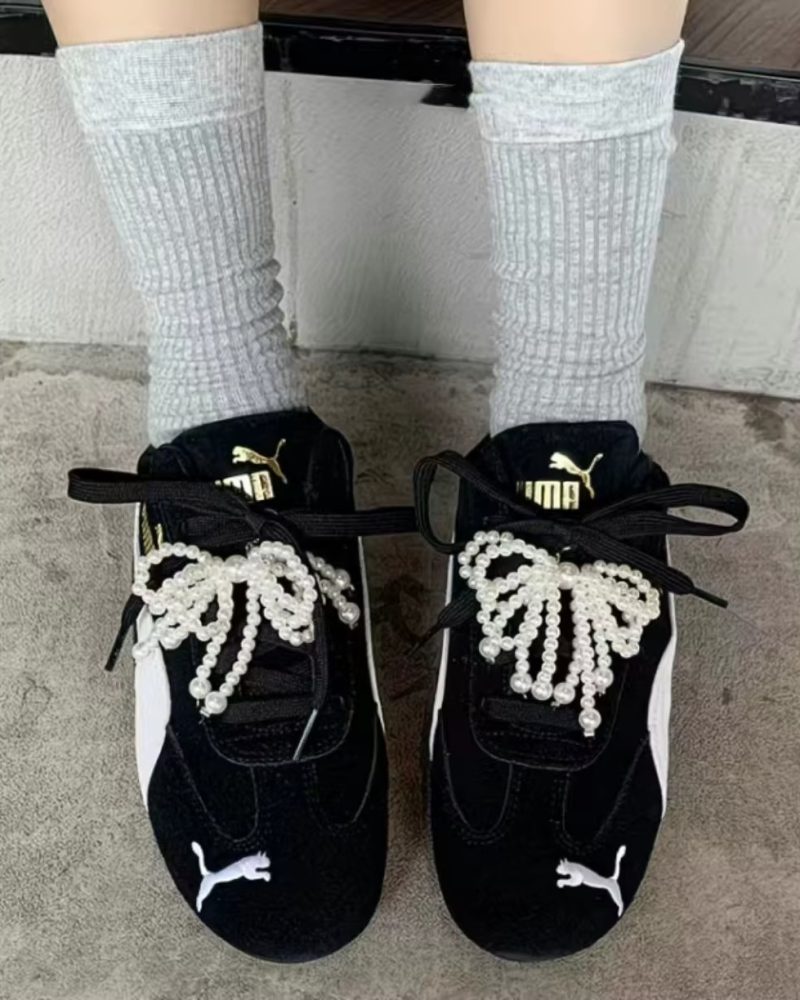 2pcs In Style Personality Cute Pearl Pendant With Lace Beads Keychain Shoe Accessorice