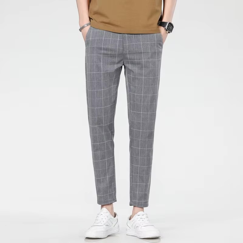 Casual Business Travel Slim Comfortable And Versatile Checkered Pants