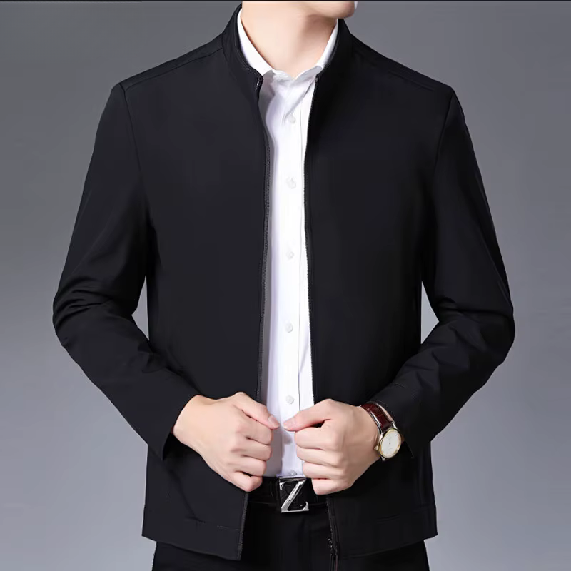 Casual Luxury Zipper Office Coat Solid Quality Business Men's Jacket