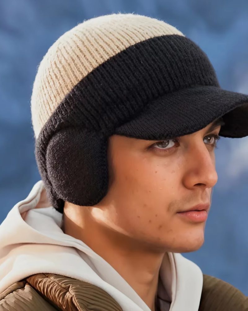Casual With Ear Protection Dual-Tone Knit Baseball Outdoor Activities Hat