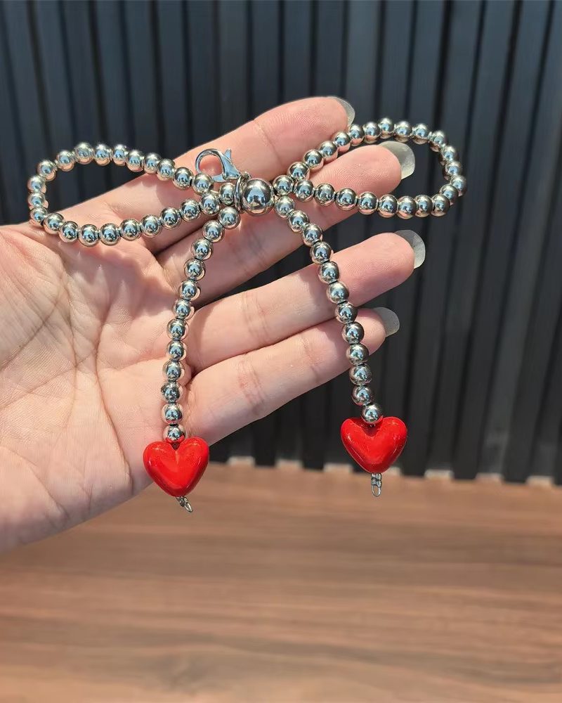 Charm With Strawberry Buckle Love Pearl Bow 1 PCS Cherry Grape Bead Shoe Lace