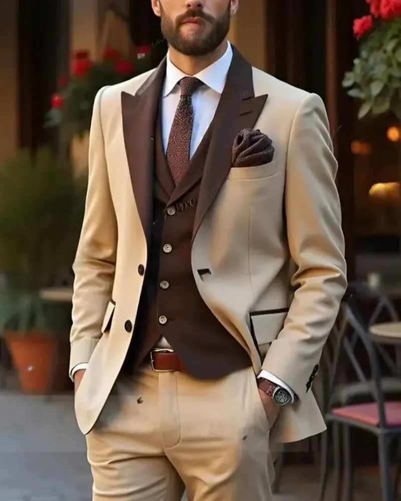 Formal Groom Groomsman Prom Business Style Wedding Party Tuxedos 3 Piece Set