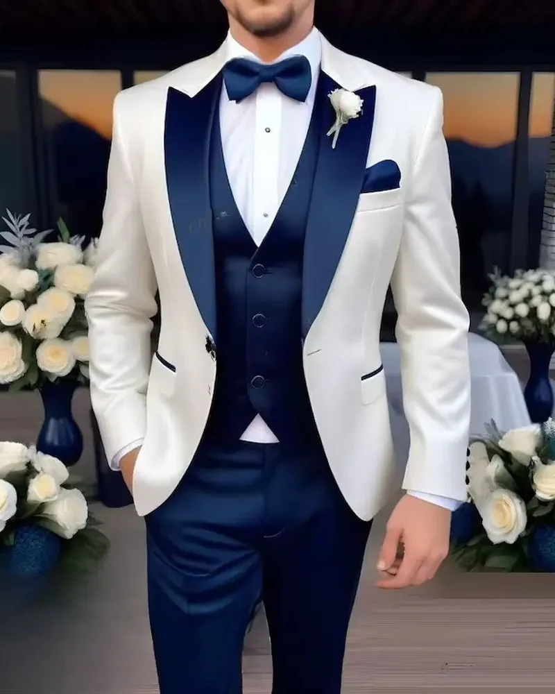 Formal Occasion Groom Wedding Party Business Style Tuxedo 3 Piece Suit