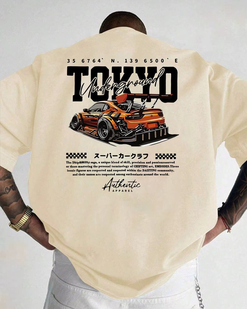 Graphic Supercar Print Authentic Streetwear Culture Casual Oversize T-Shirt