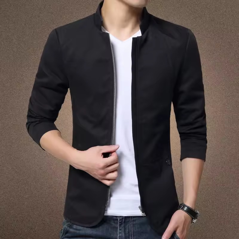 Men's Jackets Collar Cotton Washed Overcoat Slim Casual Men Jacket