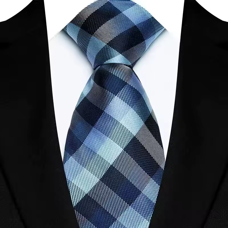 Luxury 8CM Mens Ties Plaid Checks Stripes Classic Business Necktie