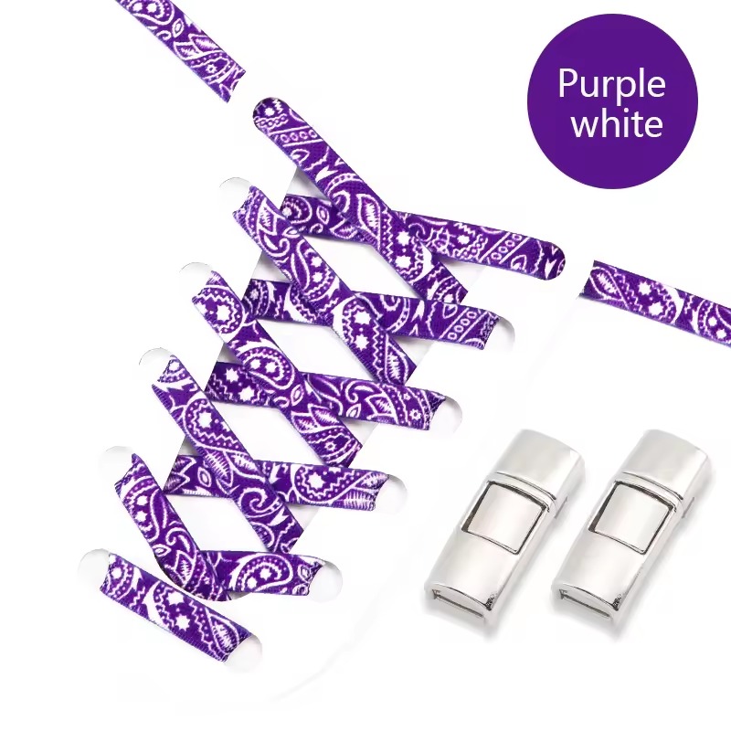 Metal Press Lock Lazy Colorful Without Ties Prints Elastic Shoe Laces Accessories