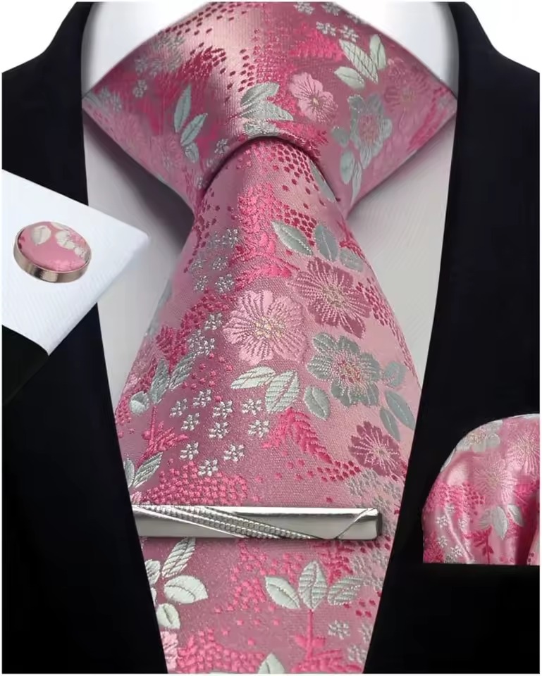 Paisley Pocket Square Cufflinks Tie Clip For Men Wedding Party