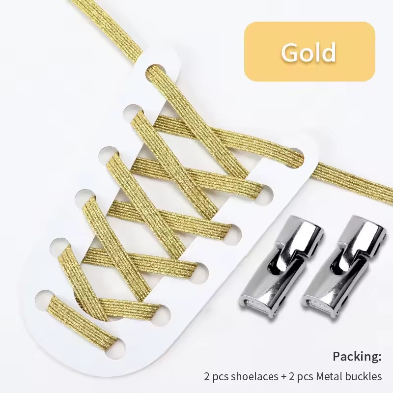 Rainbow Metals Press Lock Convenient and Fast Elastic Without Ties Laces Shoes