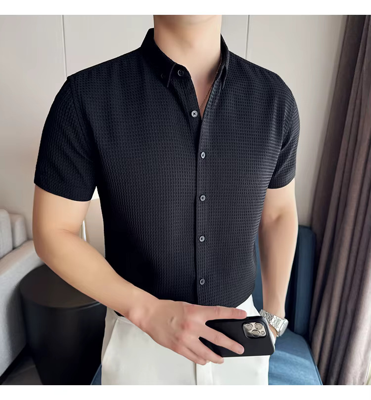 Exquisite Short Sleeved Non-Ironing Business Slim Thin Shirt