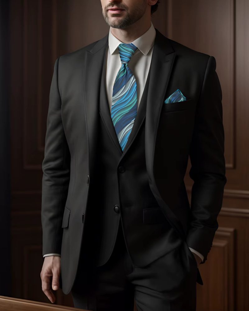 Multicolor Ripple Geometric Classic Extra Long Mens Ties Set