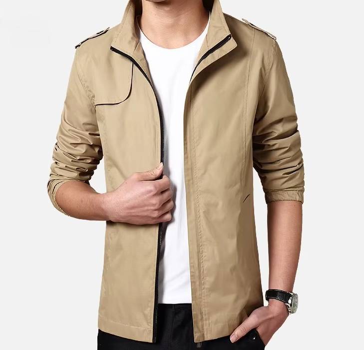 Casual Lightweight Slim Fit Zipper Side Seam Pockets Coat