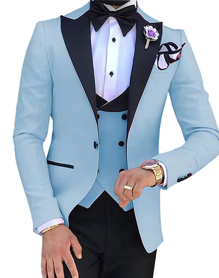 Single Breasted Groom Groomsmen Tuxedos Wedding 3 Pieces Blazer Suits