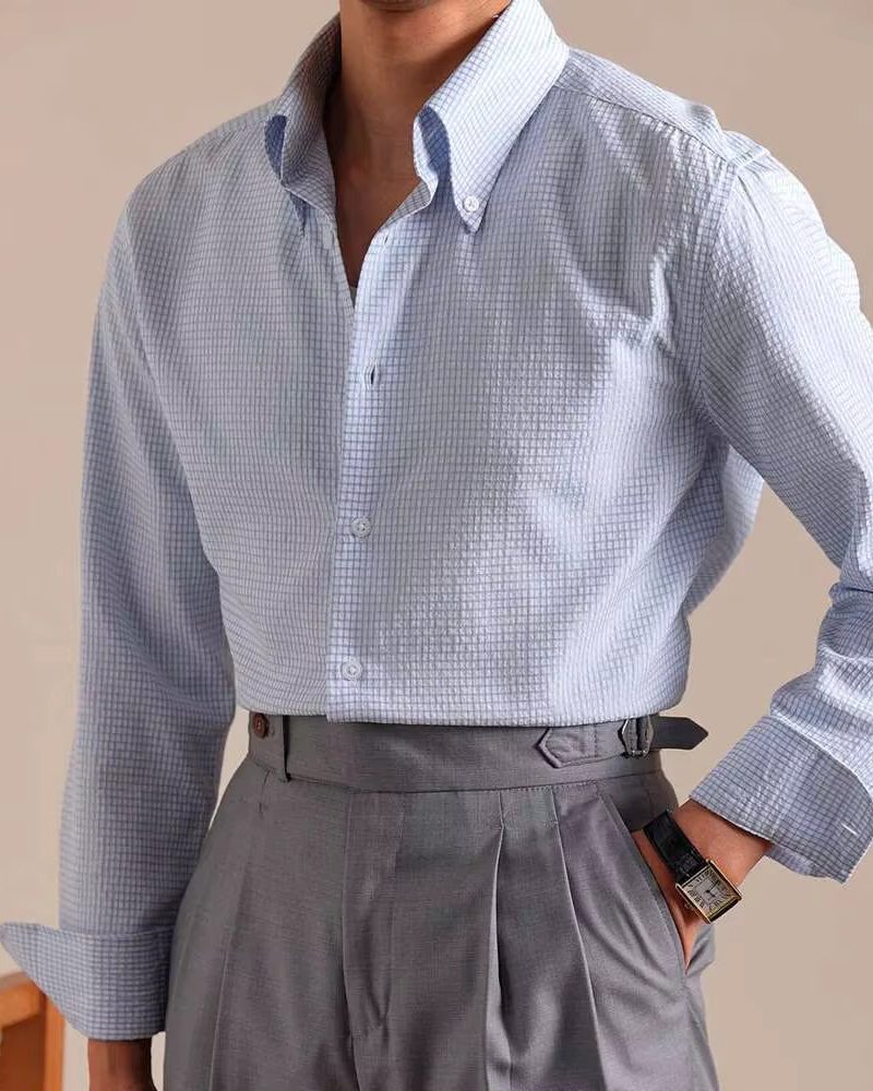 Vintage Style Button Down Long Sleeved Lightweight Casual Shirt