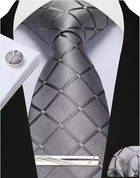 Woven Classic Formal Wedding Men’s Necktie Pocket Square Set